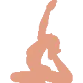 figure in seated yoga pose with front leg bent and back leg folded up towards head