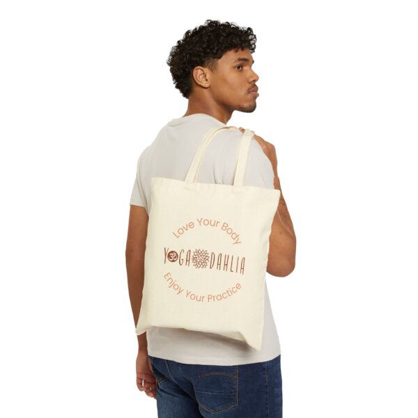 Yoga Dahlia Eco-Friendly Cotton Canvas Tote Bag - Image 4