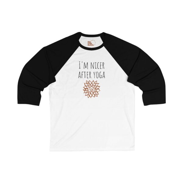 "I'm Nicer After Yoga" Baseball Tee, Perfect Gift for Yoga Lovers - Image 3