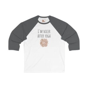 "I'm Nicer After Yoga" Baseball Tee, Perfect Gift for Yoga Lovers